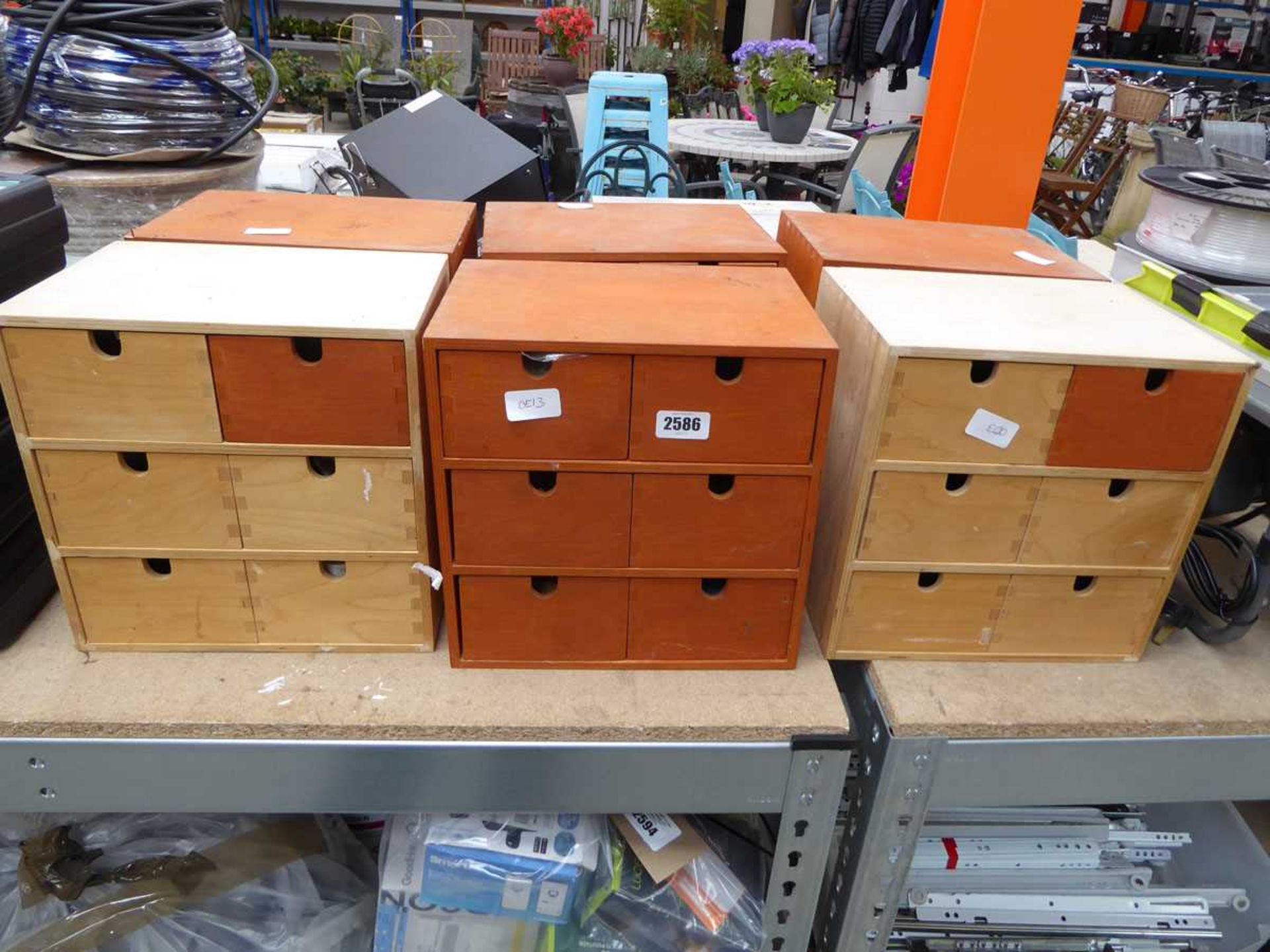 6 wooden mutli system storage compartments