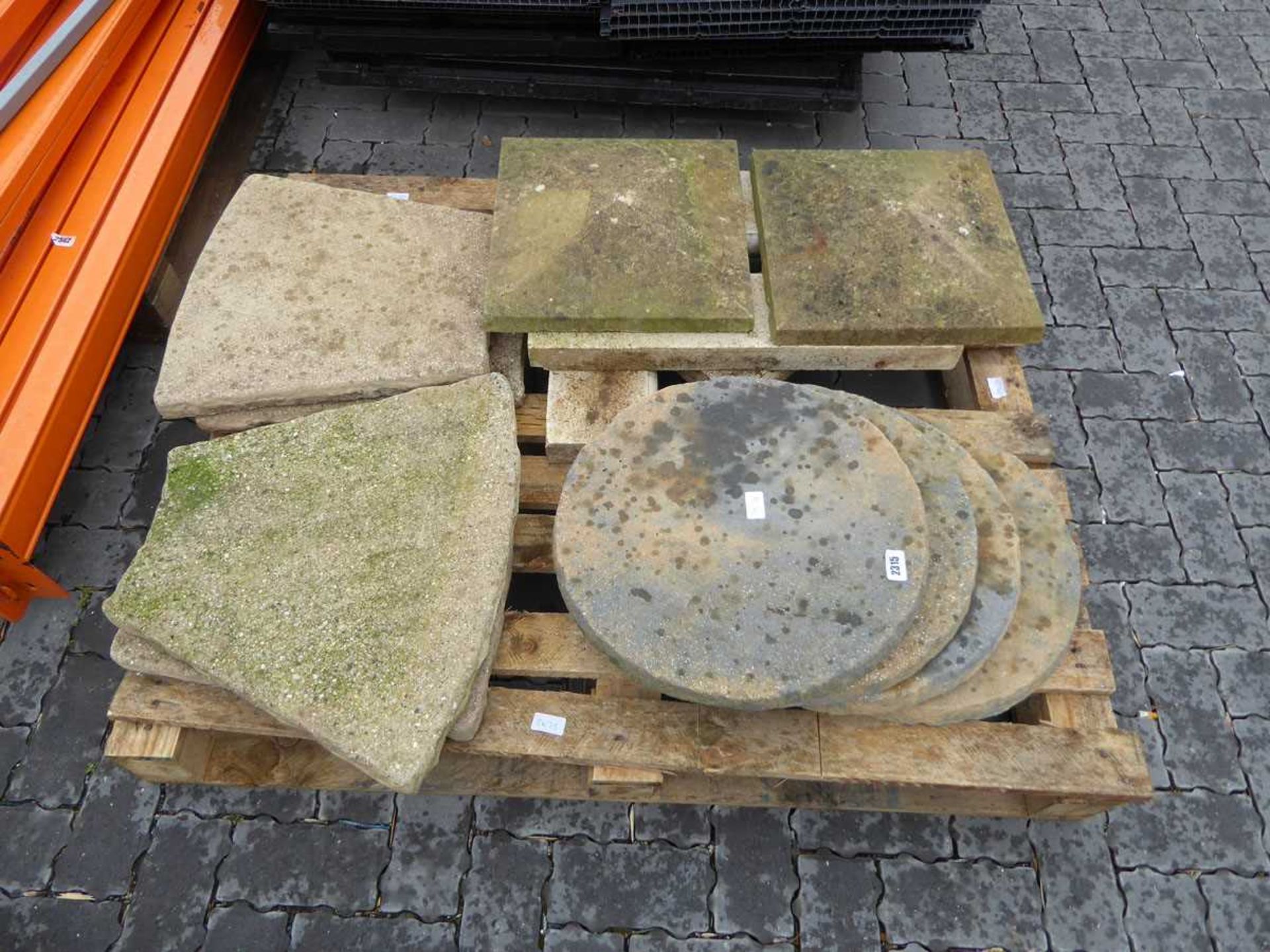 Pallet containing various concrete style slabs