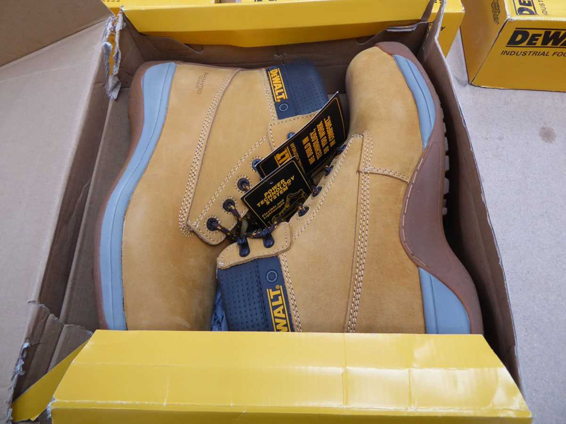 +VAT Boxed pair of DeWalt Mason steel toe safety boots in tan (size 12) - Image 2 of 2