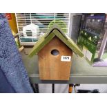 Wooden bird house with integrated camera