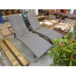 +VAT Pair of grey rattan garden sun loungers