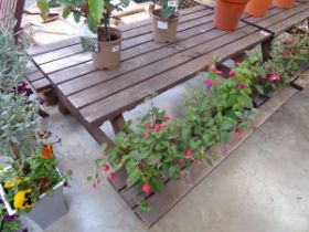 Wooden slatted picnic style bench