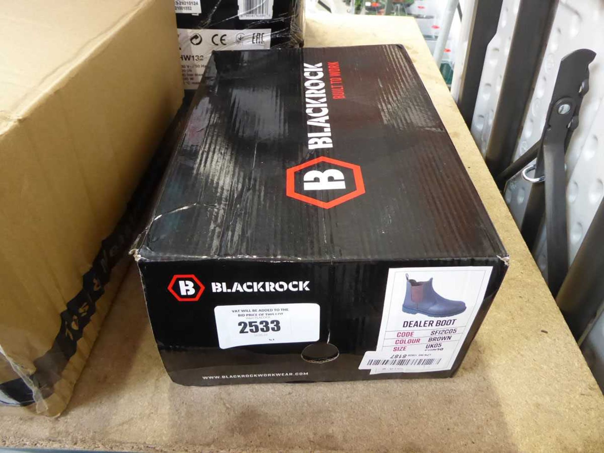 +VAT Boxed pair of Blackrock safety Dealer boots in brown (size 5)