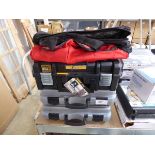 +VAT DeWalt TSTAK toolbox with Duratool zip up tool bag and 2 grey drill cases