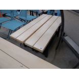 Pair of modern wooden garden benches