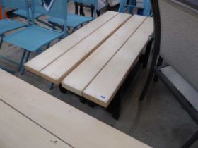 Pair of modern wooden garden benches