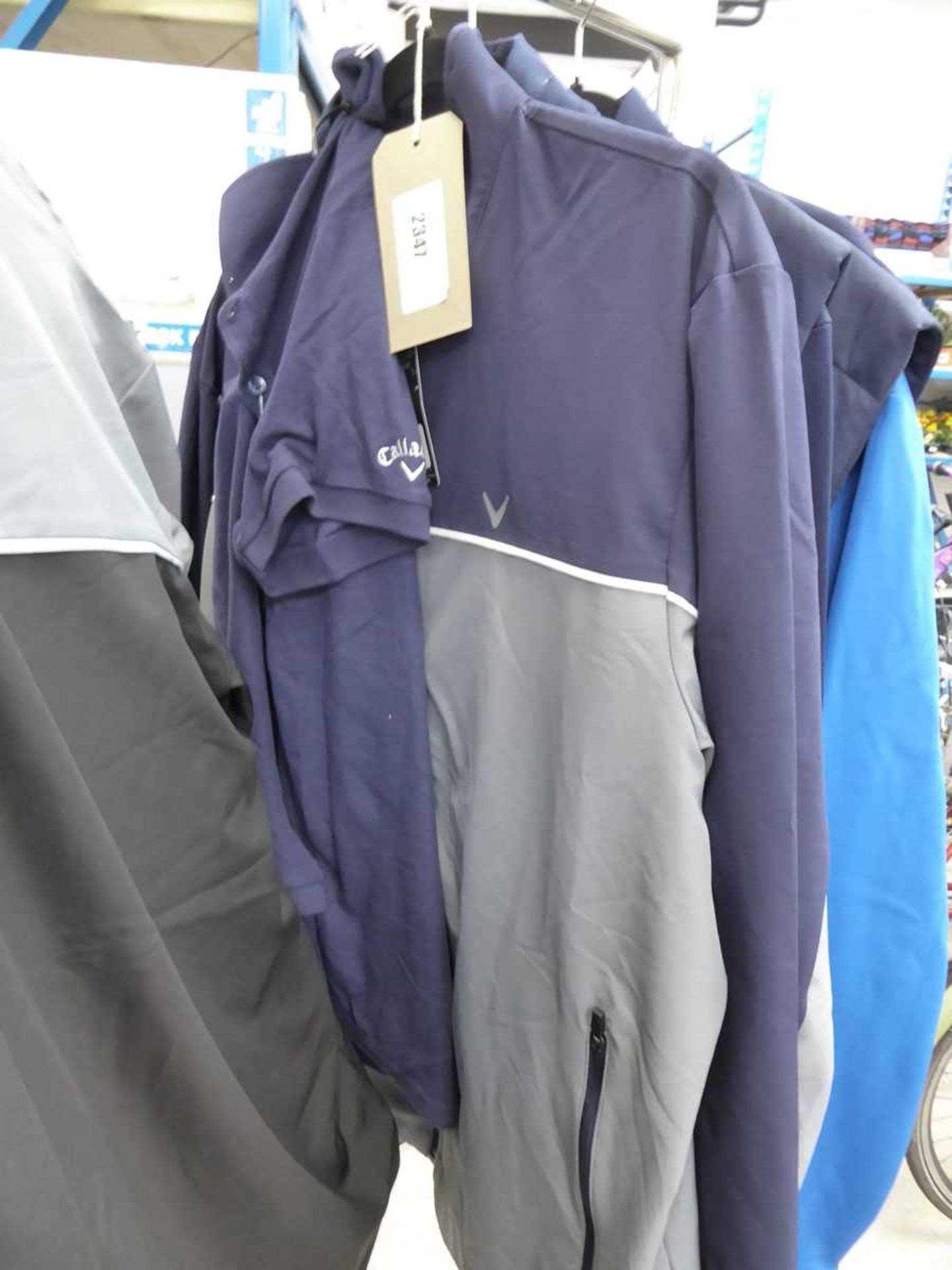 +VAT Callaway full zip jacket in grey and blue with Callaway polo shirt in navy (size L)