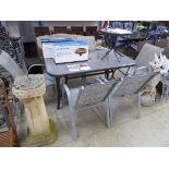 Aluminium 8 piece outdoor garden dining set comprising rectangular glass top garden table, 6 grey