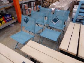 5 blue mesh folding garden armchairs