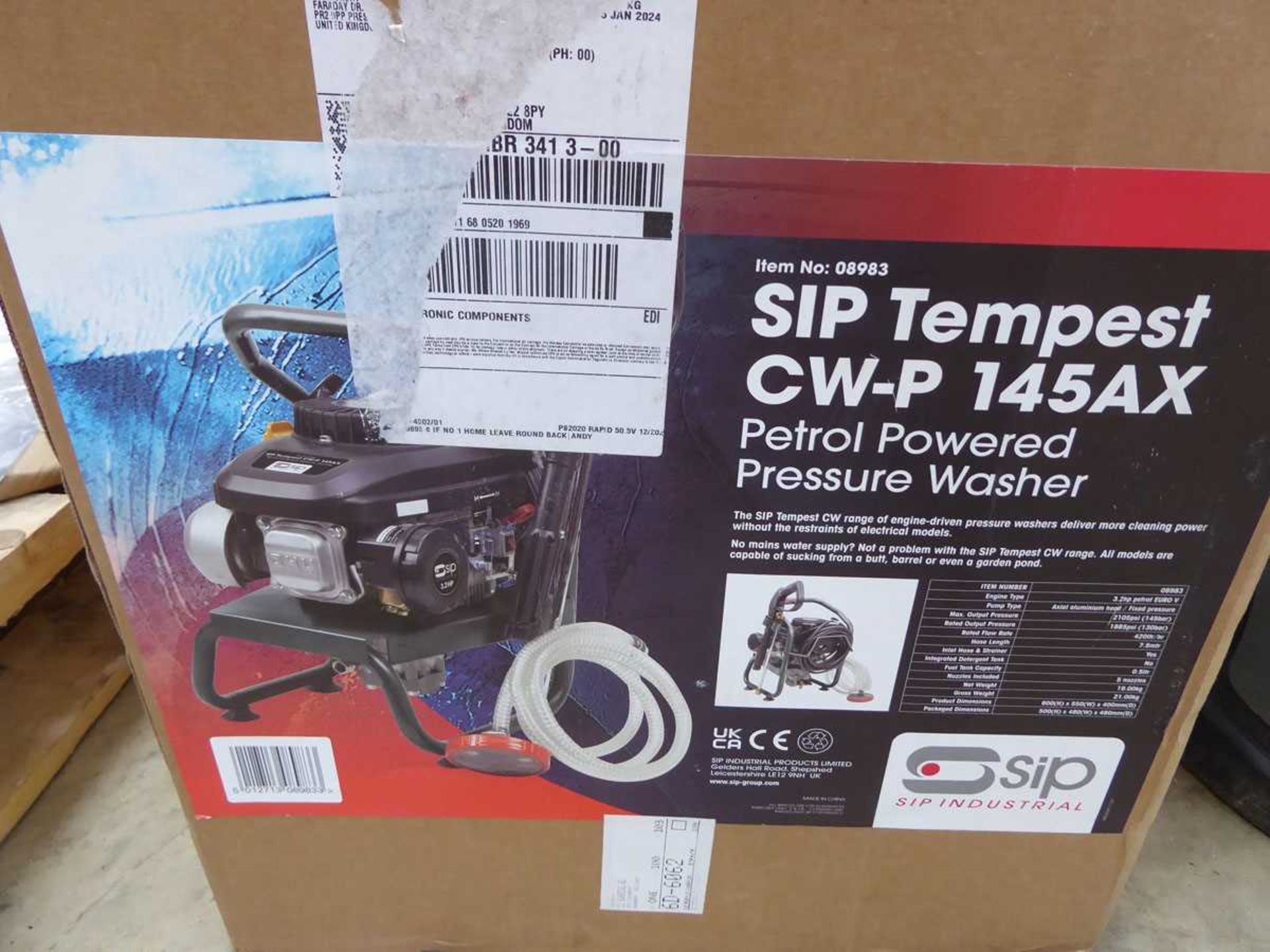 +VAT Boxed SIP Tempest petrol powered pressure washer - Image 2 of 2