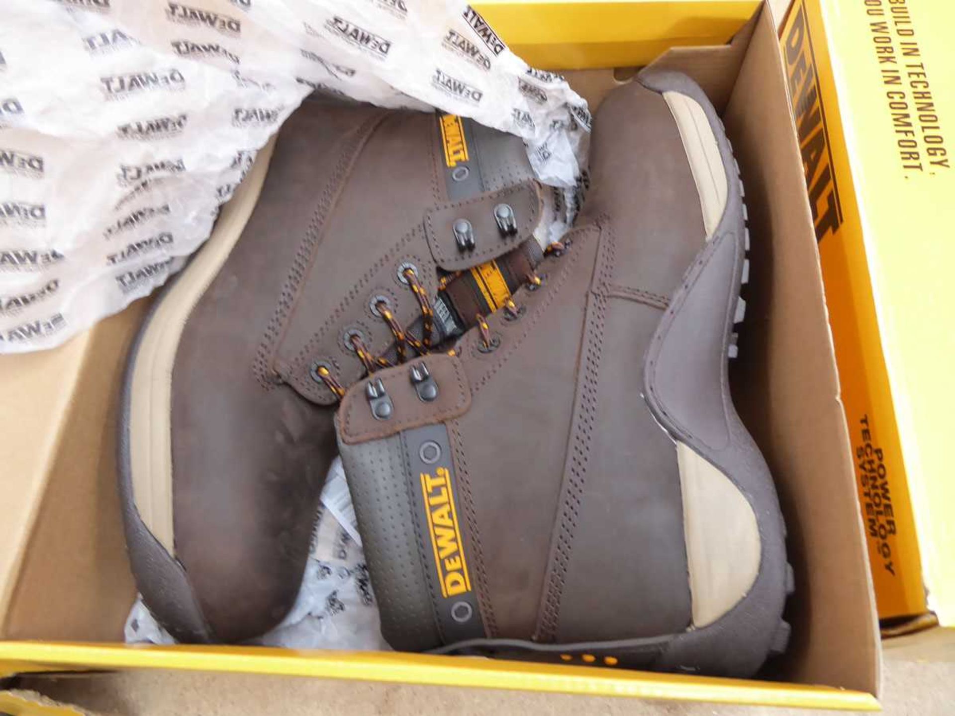 +VAT Boxed pair of DeWalt Mason steel toe safety boots in brown (size 9) - Image 2 of 2