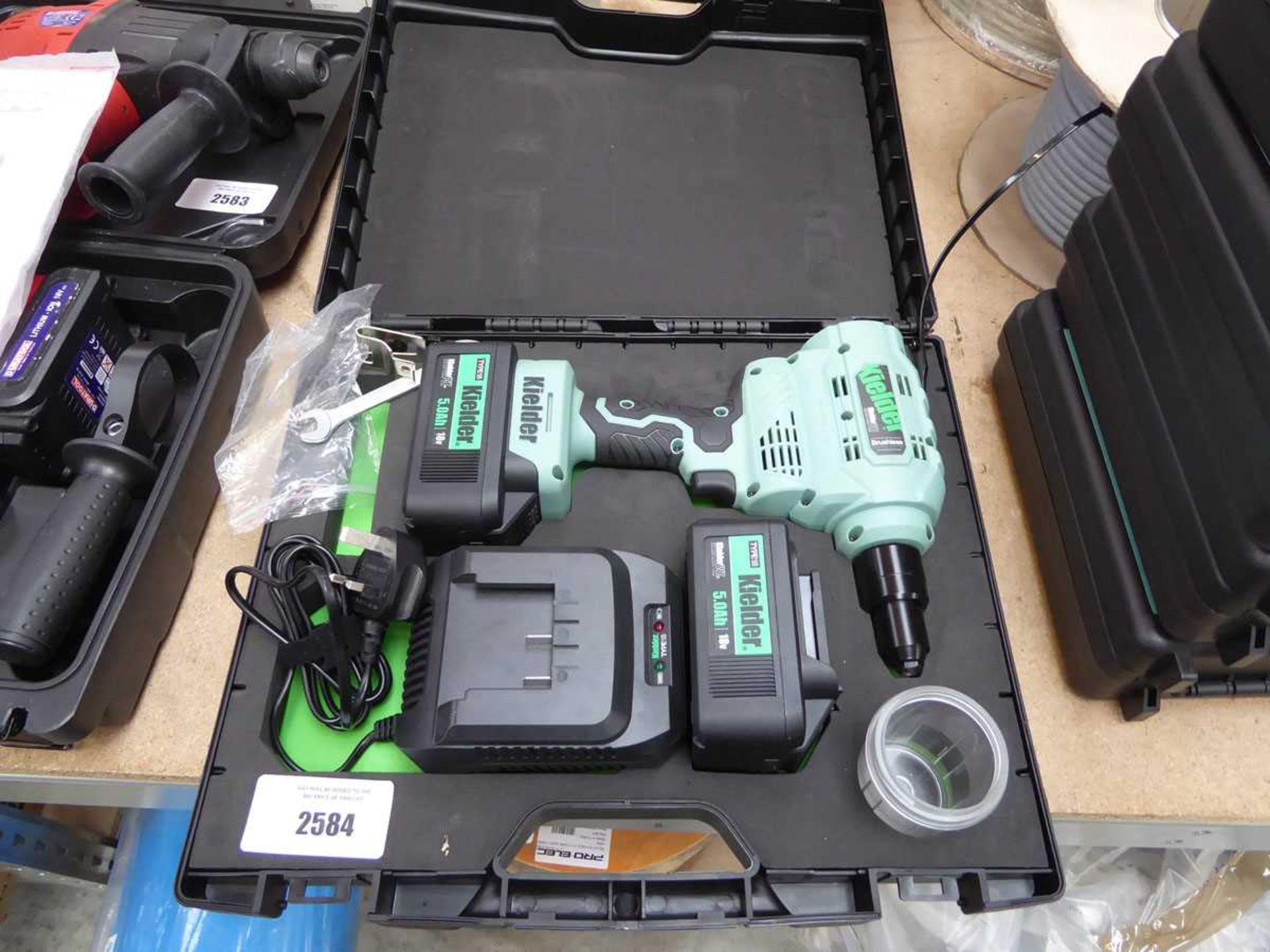 +VAT Cased Kielder cordless impact riveter with 2 batteries and charger