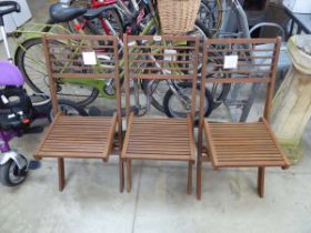 3 wooden folding garden chairs