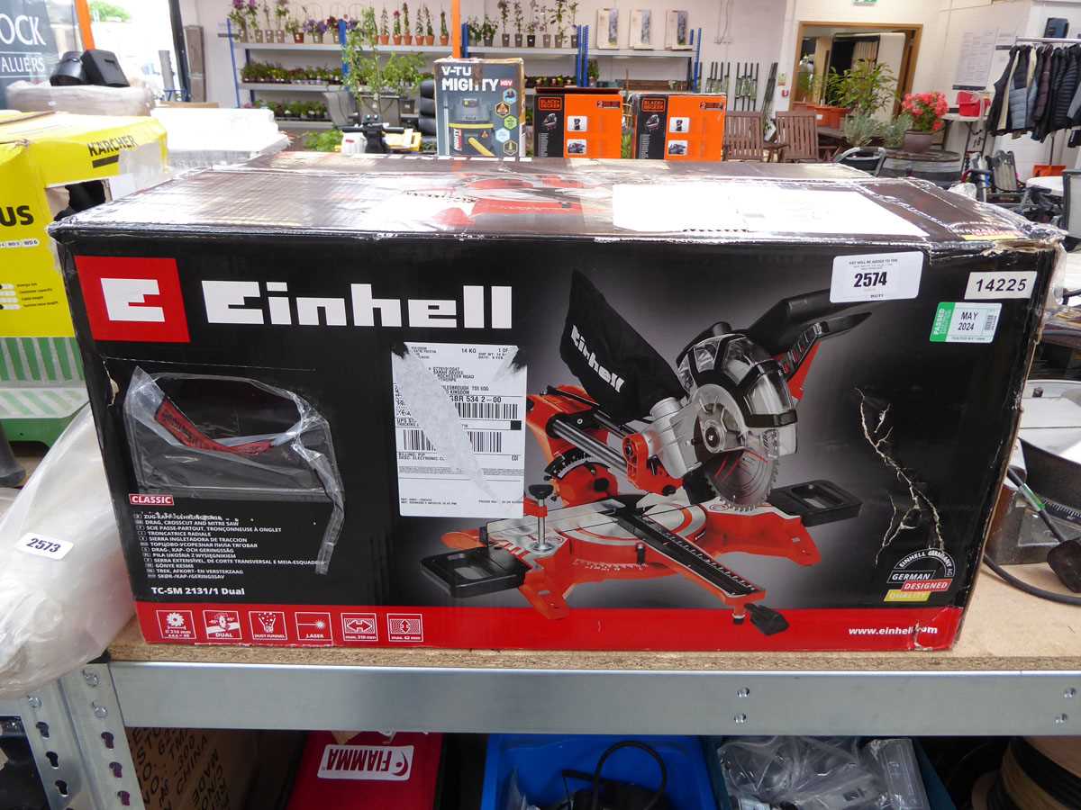 +VAT Boxed Einhell electric drag cross cut mitre saw