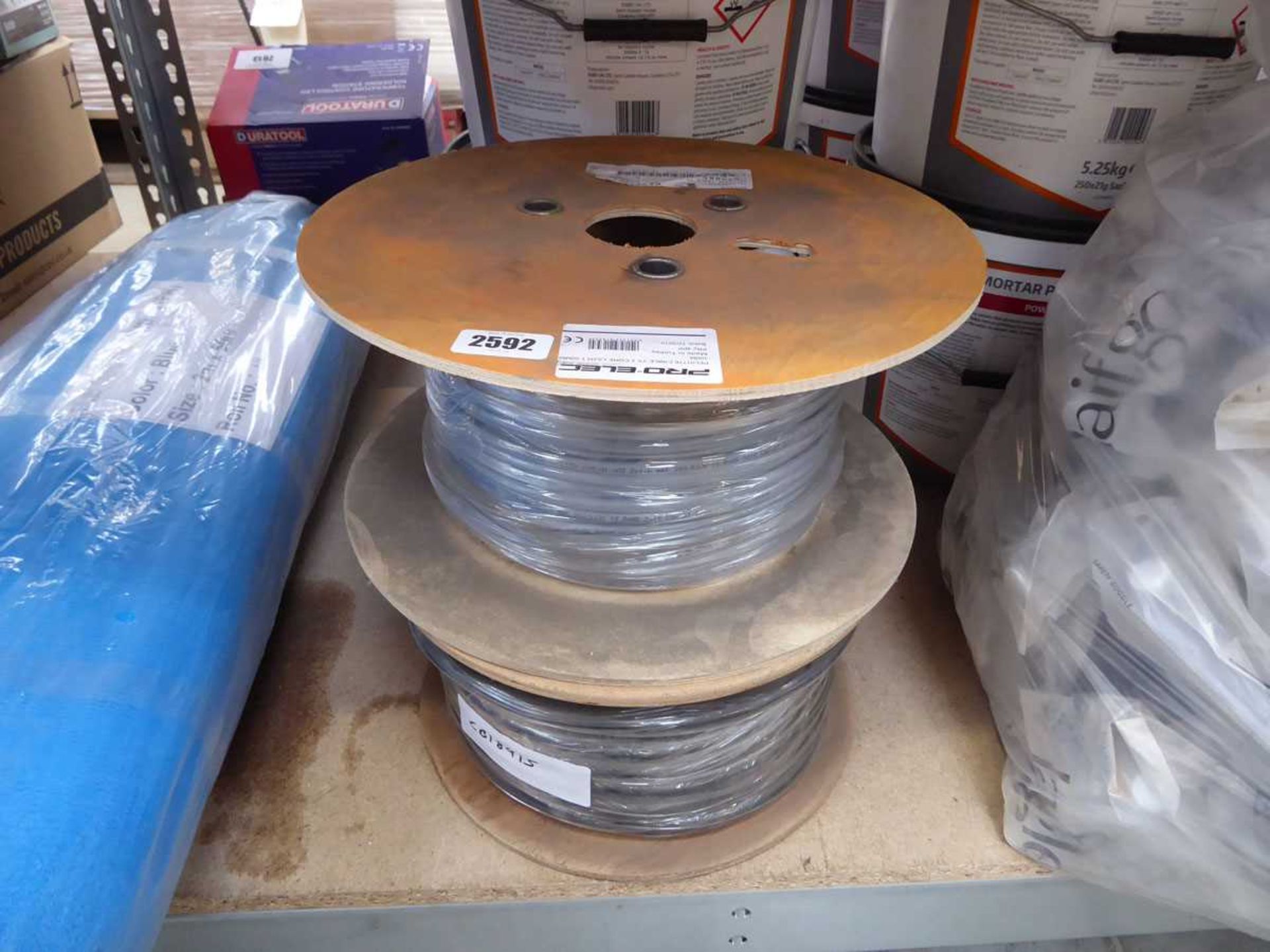 2 large reels of electric cabling