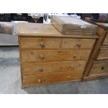 Early 20th Century pine chest of 2 over 3 drawers 2 drawers lacking knobs