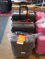 +VAT 3 piece Superdry suitcase set in black and orange with box