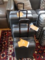 +VAT 3 piece Superdry suitcase set in black and orange (no box)
