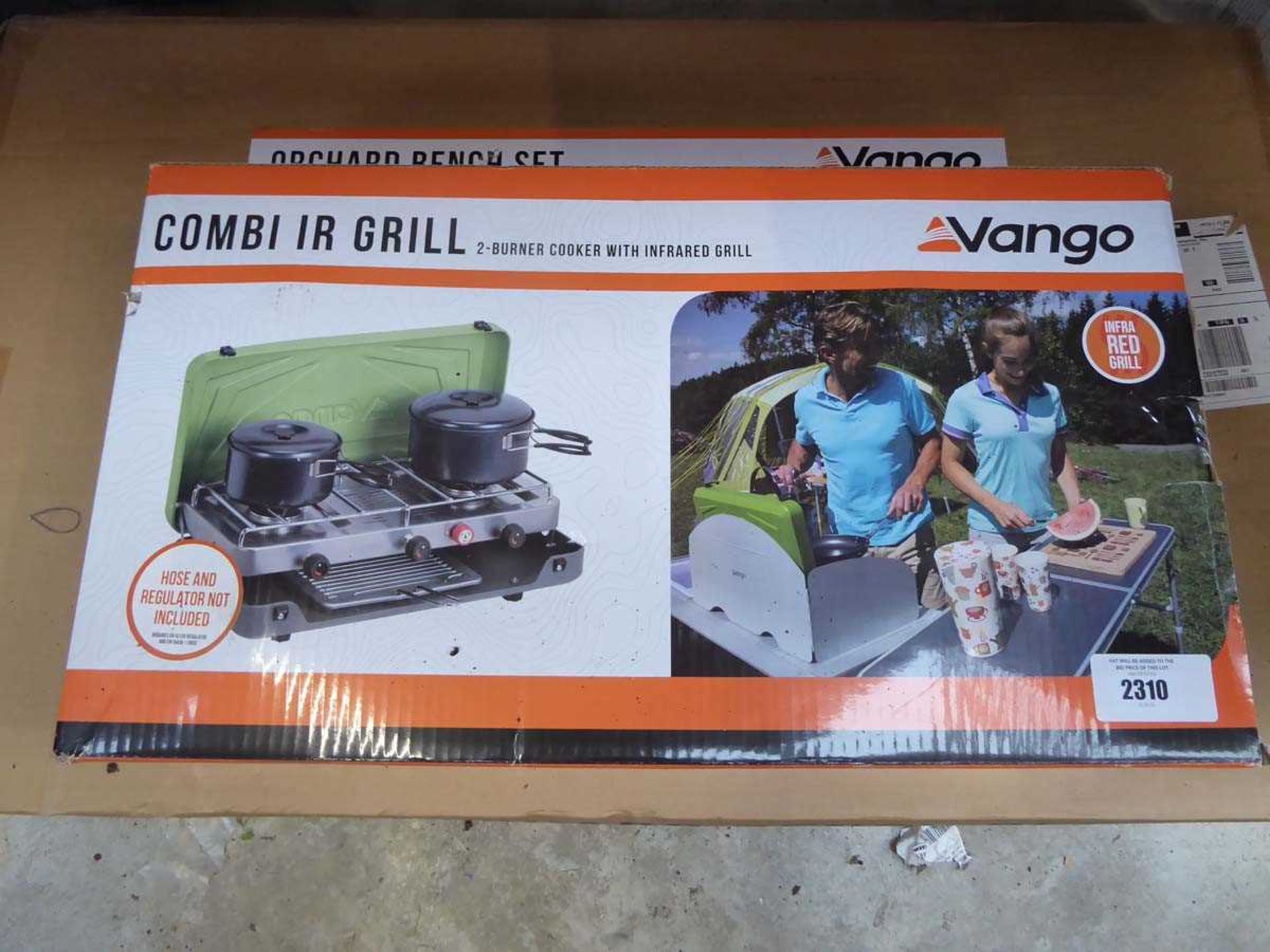 +VAT Boxed Vango Orchard collapsible bench set with Vango Combi IR 2 burner cooker grill - Image 2 of 3