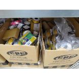 +VAT 7 boxes of mixed items to include electrical components, heat gun, light bulbs etc.