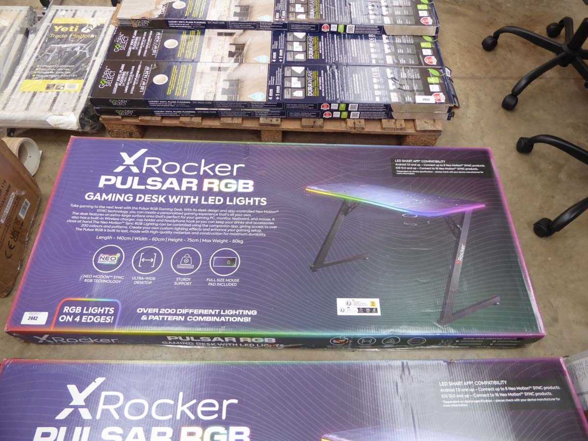 +VAT Boxed X Rocker Pulsar RGB gaming desk with integral LED lighting