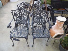 Set of 4 decorative metal garden armchairs