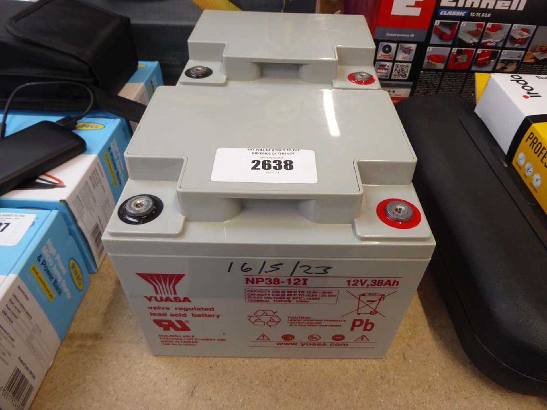 +VAT 2 Yuasa 12V valve regulated lead acid batteries