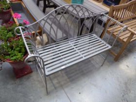 Grey metal decorative garden bench
