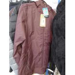 +VAT Columbia waterproof coat in maroon (size M) with mens Columbia jumper in beige and black (