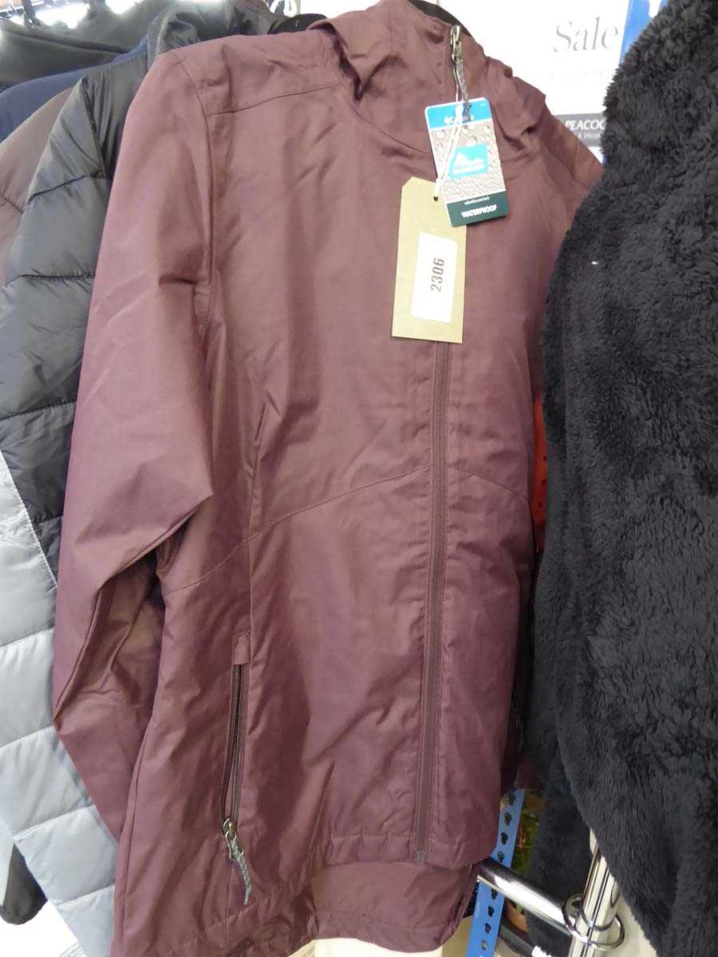 +VAT Columbia waterproof coat in maroon (size M) with mens Columbia jumper in beige and black (