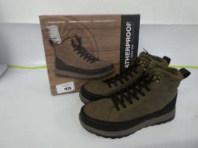 +VAT Boxed pair of mens Weatherproof memory foam boots in brown size UK 9