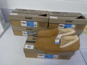 +VAT 5 boxed pairs of mens kirkland suede slippers in chestnut (all size UK 12)