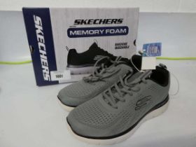 +VAT Boxed pair of mens Skechers lite-weight memory foam trainers in grey size UK 7
