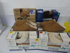 +VAT Mixed lot of boxed slippers to include 2 pairs of mens Kirkland shearling slippers in