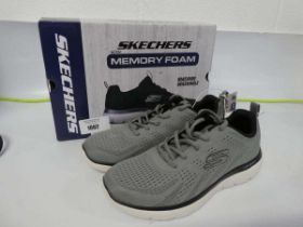 +VAT Boxed pair of mens Skechers lite-weight memory foam trainers in grey size UK 8