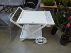 White plastic 2 wheel pool side trolley