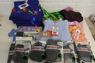 Mixed lot of childrens clothing to include jumpers, dresses, swimwear, thermals ect.