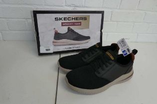 +VAT Boxed pair of mens Skechers classic fit memory foam trainers in black size UK 8