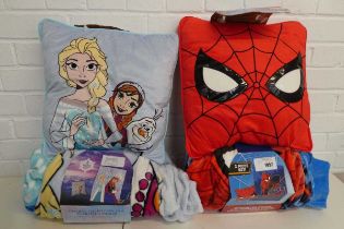+VAT X2 character pillow and throw sets to include Disney Frozen & Marvel Spiderman