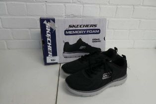 +VAT Boxed pair of mens Skechers lite-weight memory foam trainers in black size UK 7