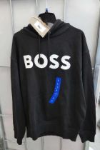 +VAT Mens Hugo Boss hooded jumper in black (size L)