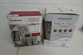 +VAT 2 boxed heated throws to include Brookstone and Berkshire Life in grey or brown