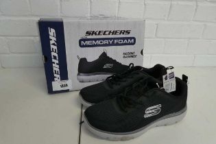 +VAT Boxed pair of mens Skechers lite-weight memory foam trainers in black size UK 9