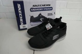 +VAT Boxed pair of mens Skechers lite-weight memory foam trainers in black size UK 10