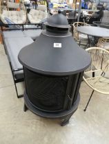 +VAT Large black metal garden firepit