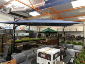 +VAT Agio wind up over hanging cantilever garden parasol in navy with integral LED lighting (with