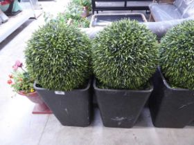 +VAT Pair of artificial ball shrub planters