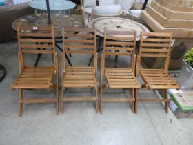 4 teak folding garden chairs