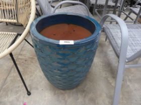 +VAT Large blue glazed ceramic garden pot