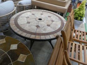 Circular tile top garden table